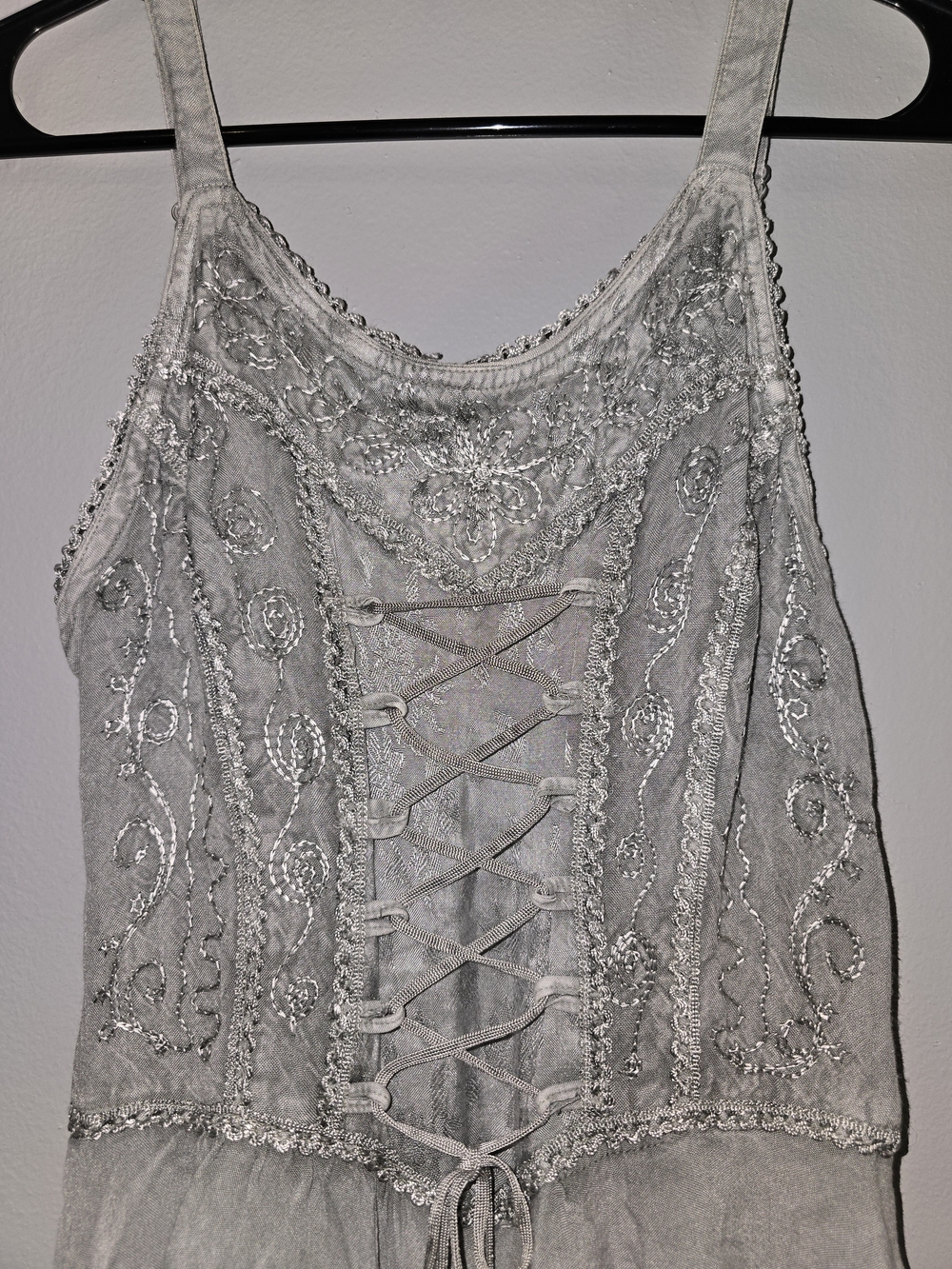 Boho Embroidered Handkerchief-Hem Dress - Picture 2 of 4